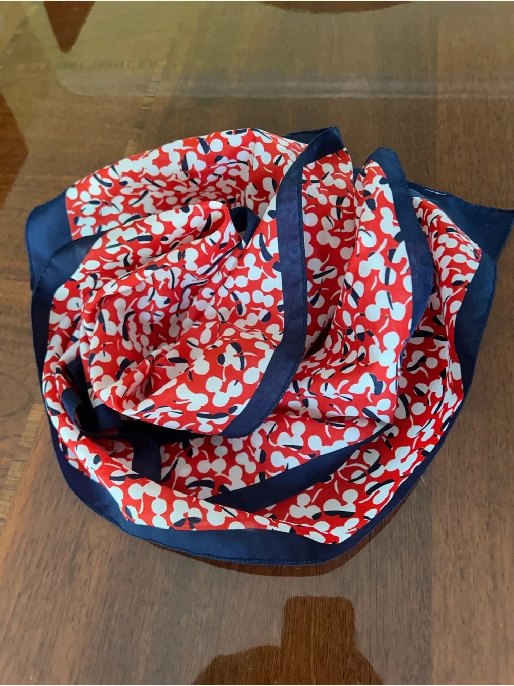 Red, Navy & White Patterned Women's Scarf 10“ x 51“